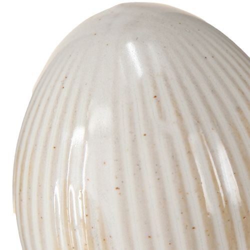 Artikel Påskägg Keramik Dekorägg med räfflor Vit Grå 5×6cm 6st