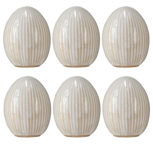 Artikel Påskägg Keramik Dekorägg med räfflor Vit Grå 5×6cm 6st
