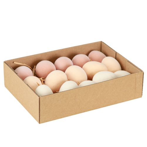 Artikel Påskägg Små Flockade Persika Brun Vit H4cm 15 St