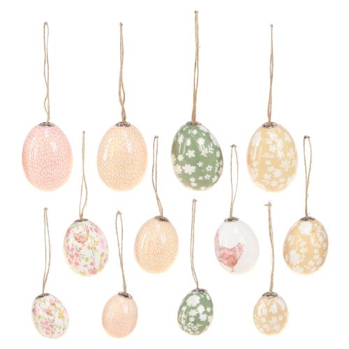 Floristik24 Påskägg plast med kycklinggrön brun 3,5-5,5cm 24 st