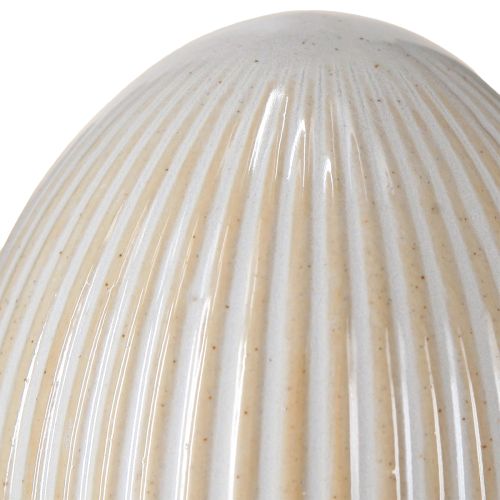 Artikel Påskägg med räfflor Keramik Dekorägg Vit Grå 7,5×9cm 4 st