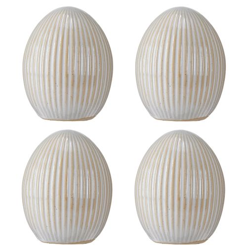 Artikel Påskägg med räfflor Keramik Dekorägg Vit Grå 7,5×9cm 4 st