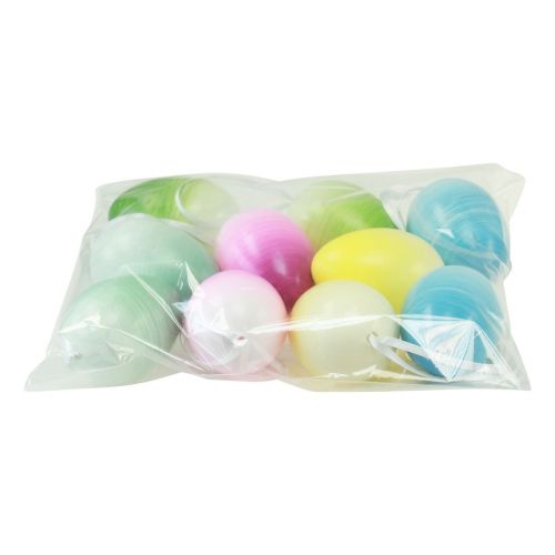 Floristik24 Påskägg dekoration hängande plastägg påskfärgade 8×12cm 10 st