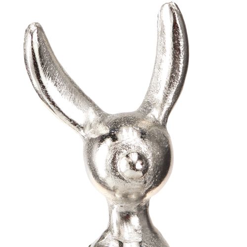 Floristik24 Påskhare kant pall metall kanin liten silver 9×9×21cm