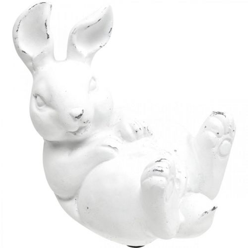 Påskhare vintage look kanin liggande vit keramik 12,5×8×14cm