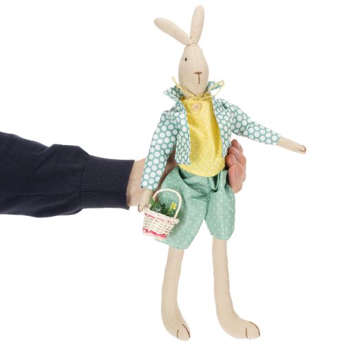 Artikel Tygpåskhare, kanin med kläder, påskdekoration, ung kanin H46cm
