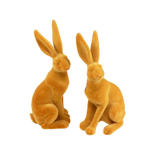 Floristik24 Påskhare Dekorativ kaninfigur Påskgul curry H12,5cm 2 st
