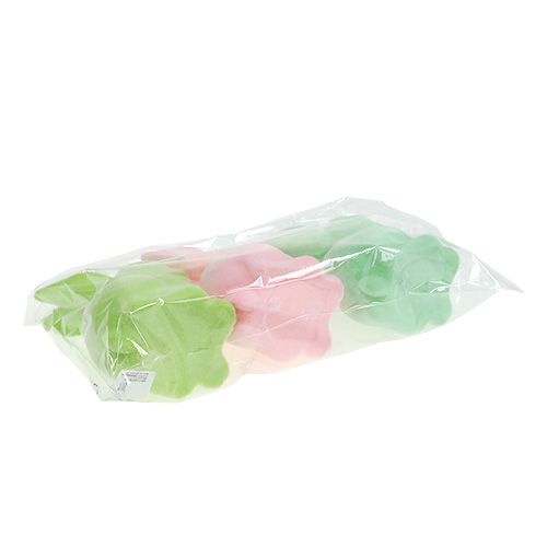 Floristik24 Påskharen flockade pastell 15 cm 3st