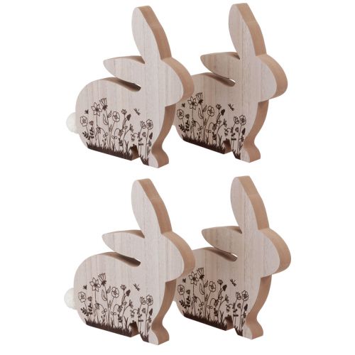 Floristik24 Påskharar träharar sittande naturbrun 18,5×18cm 4 st