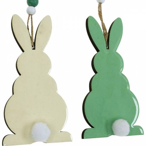 Artikel Påskkaniner att hänga, vårdekorationer, hängen, dekorativa kaniner gröna, vita 3st