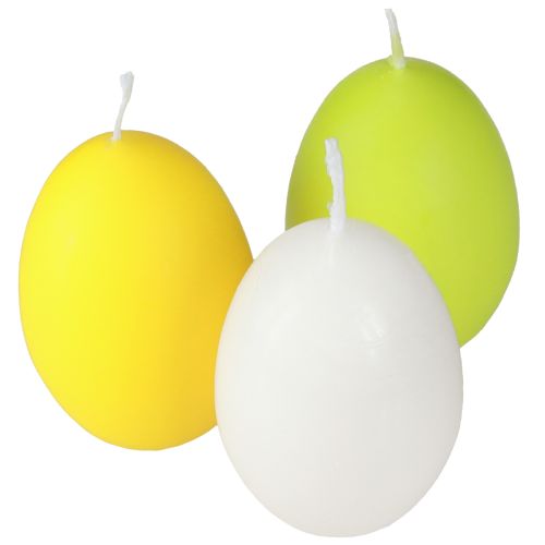 Floristik24 Påskljus äggljus grön orange vit H6cm Ø2,5cm 30st