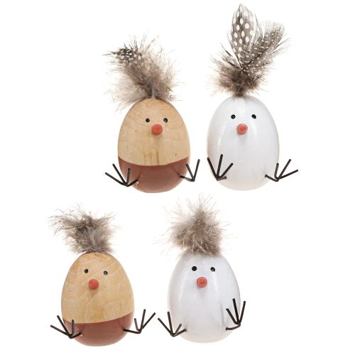 Artikel Påsk Chick Chick Påskägg Fjädrar Vit Natur H9cm 4 st