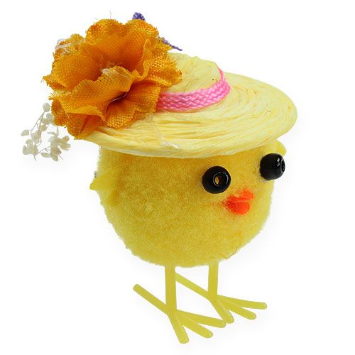 Floristik24 Påskkyckling med hattgul 6cm 6st