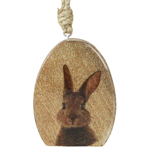 Floristik24 Påskhänge Kanin i äggträ Jute Natur 8x10,5cm 4st