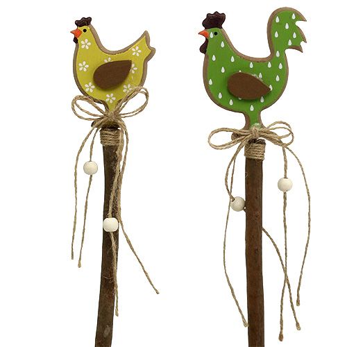 Floristik24 Påskplugg kycklinggul, grön 8cm L36cm 6st