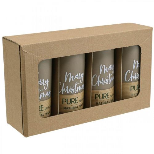 Artikel PURE pelarljus God Jul 130/60mm vaxbrun 4st