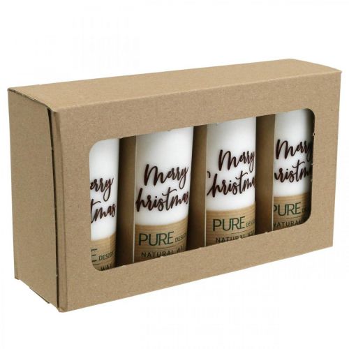 Floristik24 PURE pelarljus God Jul 130/60mm vaxvit 4st