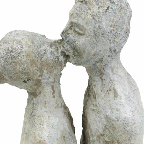 Dekorativ figur kyssande sten gjuten grå 10 × 8 cm H28cm