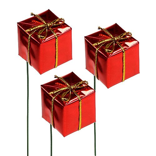 Floristik24 Förpackning på tråd 2,5 cm röd 60st