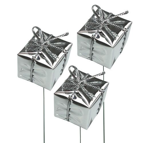 Paket på tråd silver 2,5cm 60st | Floristik24.se