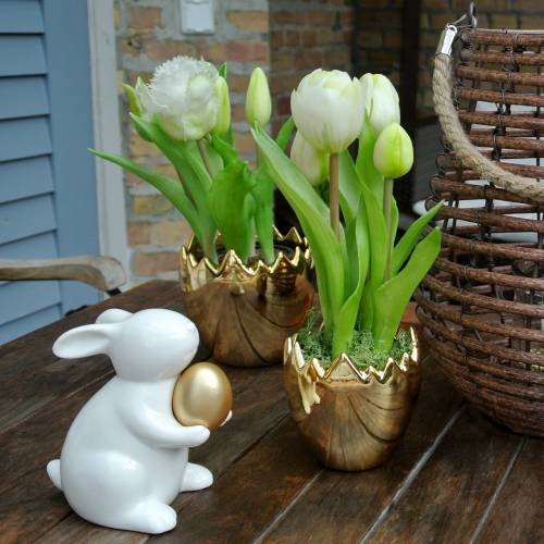 Floristik24 Papegojatulpan i en kruka Vit Real-Touch 23cm