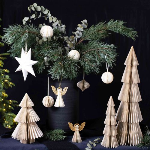 Floristik24 Papper julgran papper julgran vit, guld H60cm