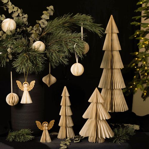 Artikel Pappersjulgran liten krämguld H30cm