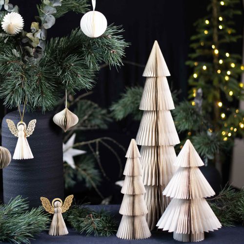 Floristik24 Pappersjulgran Liten Vitguld H30cm