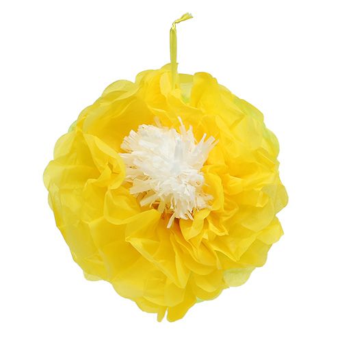 Pappersblomma Ø28cm för upphängning grön-gul