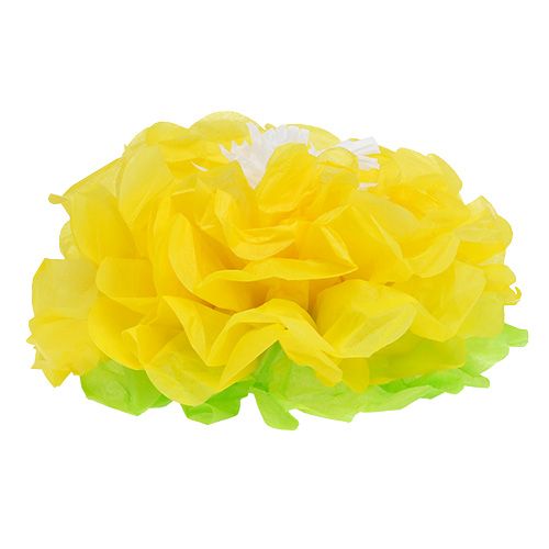 Floristik24 Pappersblomma Ø28cm för upphängning grön-gul