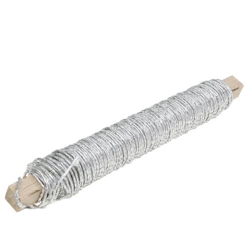 Floristik24 Papperssladd inlindad i tråd Ø0,8mm 22m silver