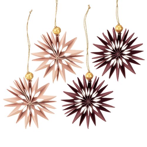 Artikel Pappersstjärnor, bordeauxrosa, för upphängning, Ø10 cm, 4 stycken