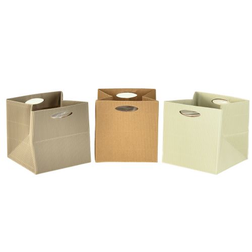 Artikel Papperspåse 12 cm brun creme beige presentpåse 6 st