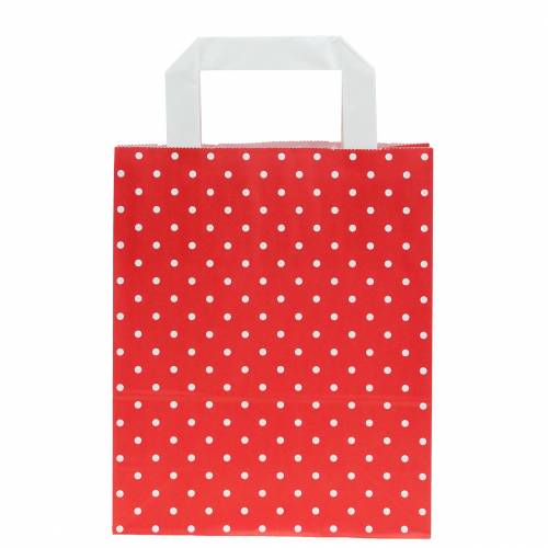 Floristik24 Papperspåse röd med prickar 18cm x 8cm x 22cm 25p
