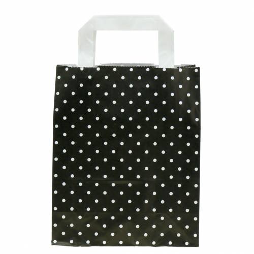 Floristik24 Papperspåse svart med prickar 18cm x 8cm x 22cm 25p