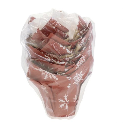 Floristik24 Papperskruka med snöflingor röd-vit Ø6cm 12p