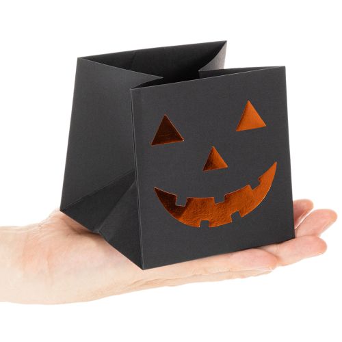 Papperspåse pumpa ansikte plantering Halloween dekoration 10cm 6st | Floristik24.se