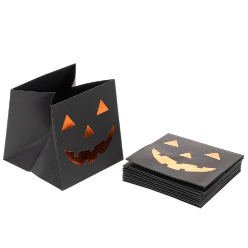 Papperspåse pumpa ansikte plantering Halloween dekoration 10cm 6st | Floristik24.se
