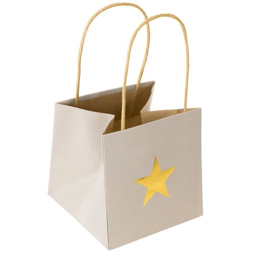 Artikel Papperspåsar med stjärna och handtag, grå blandade, 12×12×12 cm, 9 st