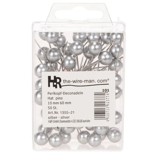Pärlstift silver Ø10mm 60mm