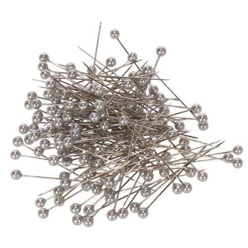 Pärlhalsade blomster- och dekorationsnålar, silver, Ø4 mm, 40 mm, 150 stycken
