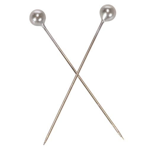 Pärlhalsade blomster- och dekorationsnålar, silver, Ø4 mm, 40 mm, 150 stycken | Floristik24.se