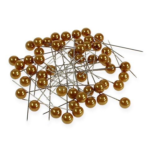 Pärlhuvudstift guld Ø10mm 60mm 50p