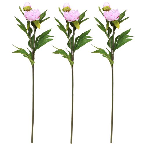 Artikel Pion konstgjorda blommor rosa med lång stjälk 70cm 3st