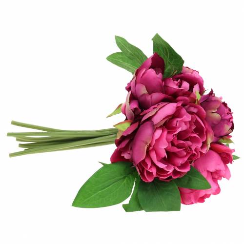 Floristik24 Konstgjord blombukett med pioner magenta lila Ø27cm 1 st