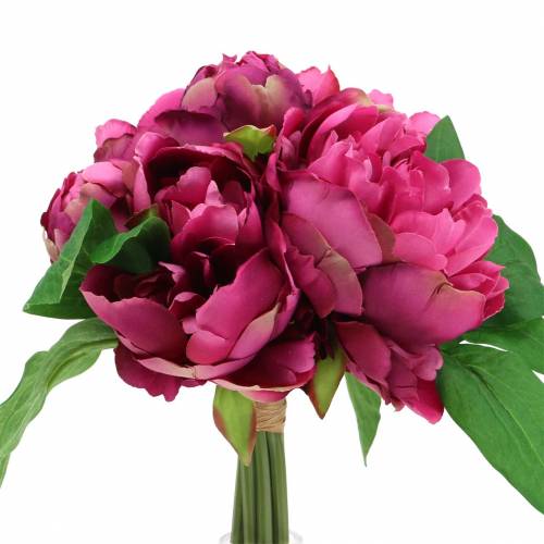Floristik24 Konstgjord blombukett med pioner magenta lila Ø27cm 1 st