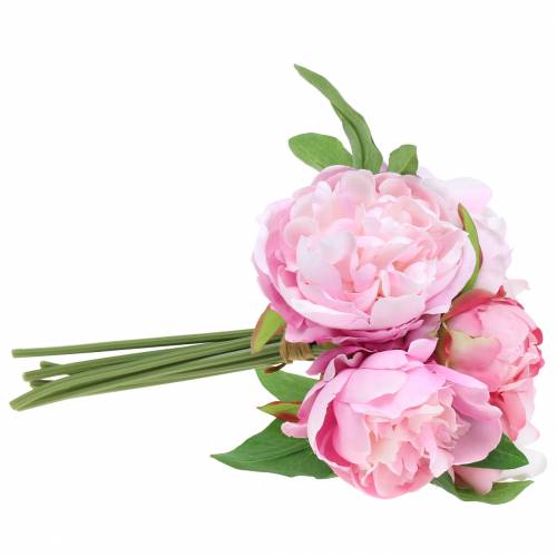 Floristik24 Konstgjord blombukett med pioner rosa Ø27cm 1 st