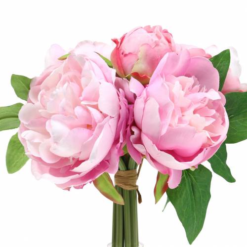 Floristik24 Konstgjord blombukett med pioner rosa Ø27cm 1 st