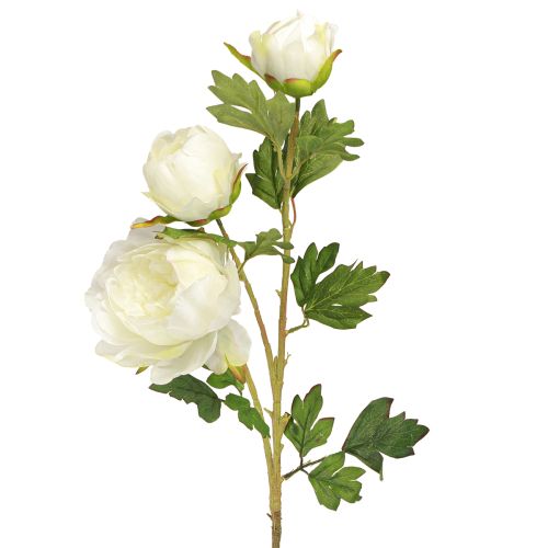 Artikel Konstgjorda pioner med 3 blommor Vit kräm 81cm 2st