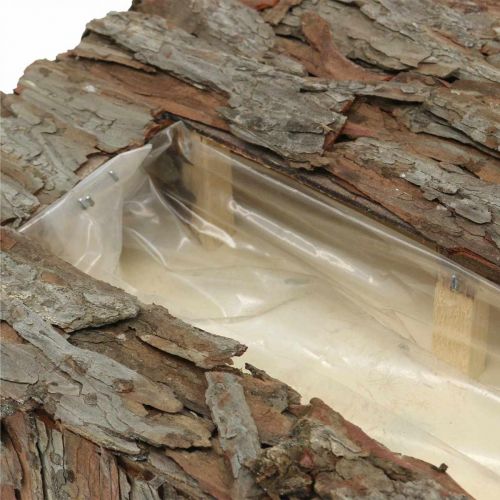 Artikel Dekorativ glasunderlägg med växttråg tallbark 45×30cm H6cm